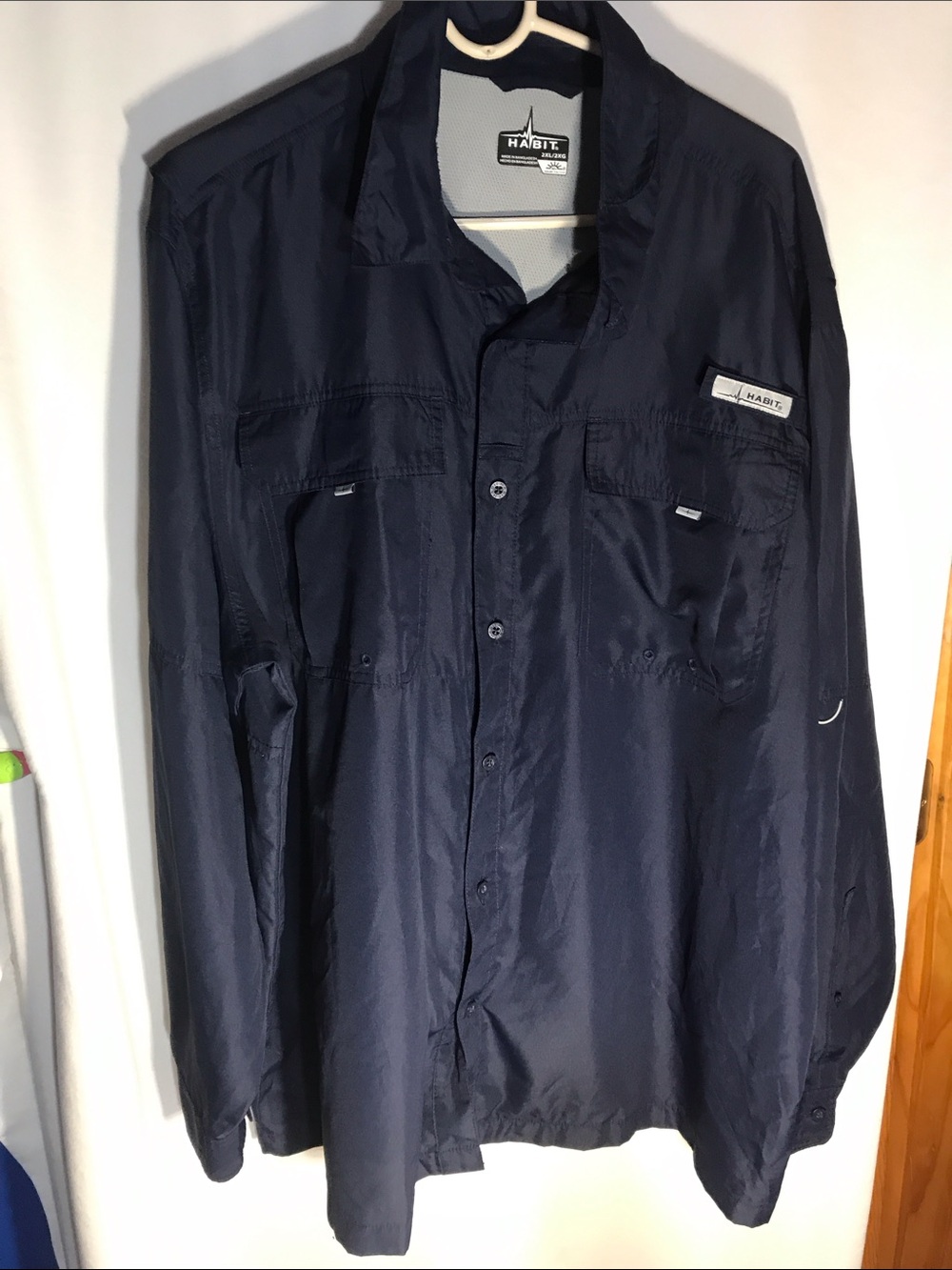 Habit Button Down Mens Peacoat Blue long sleeve Shirt Size XXL EUC